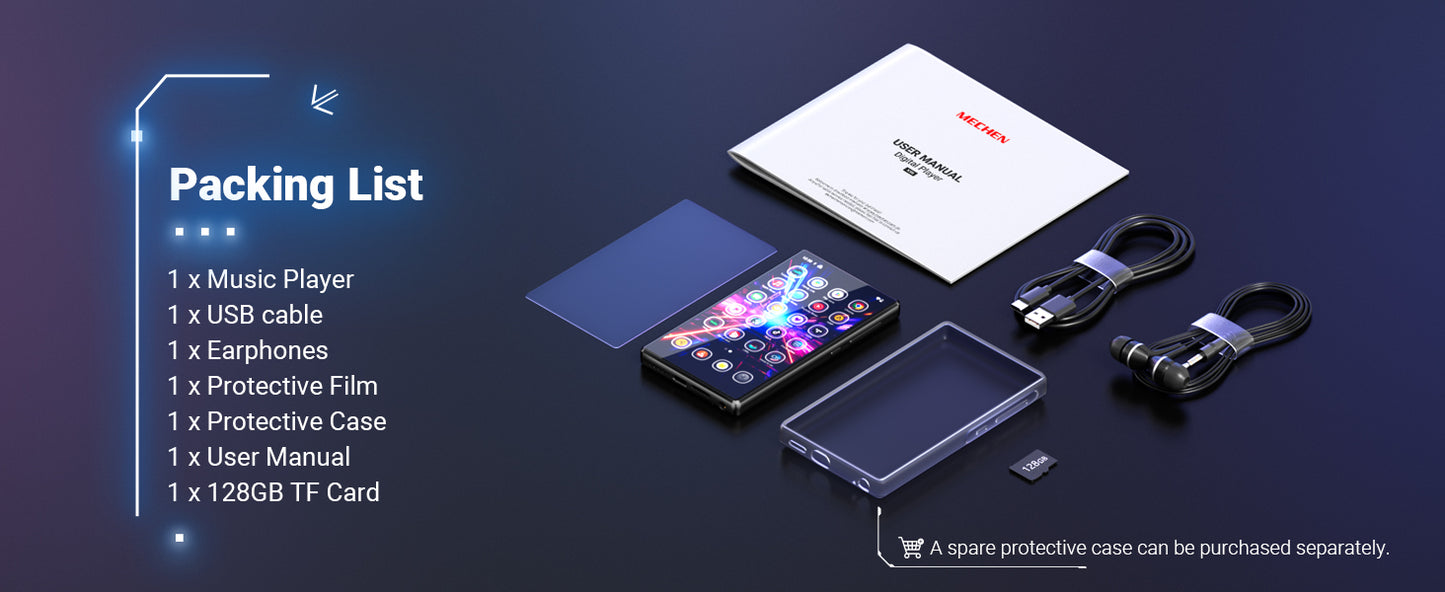 MECHEN 256GB(128+128GB) WiFi MP3 Player with Bluetooth, Android 13 and Wi-Fi Streaming, 5" 1080P IPS Display