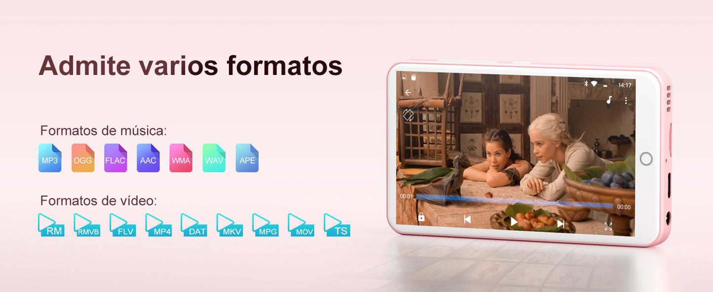 80GB (16GB+64GB) MP3 Player Android 9.0 with Bluetooth and WiFi, 4.0-inch with speakers, FM radio, eBooks, capacity up to 512GB