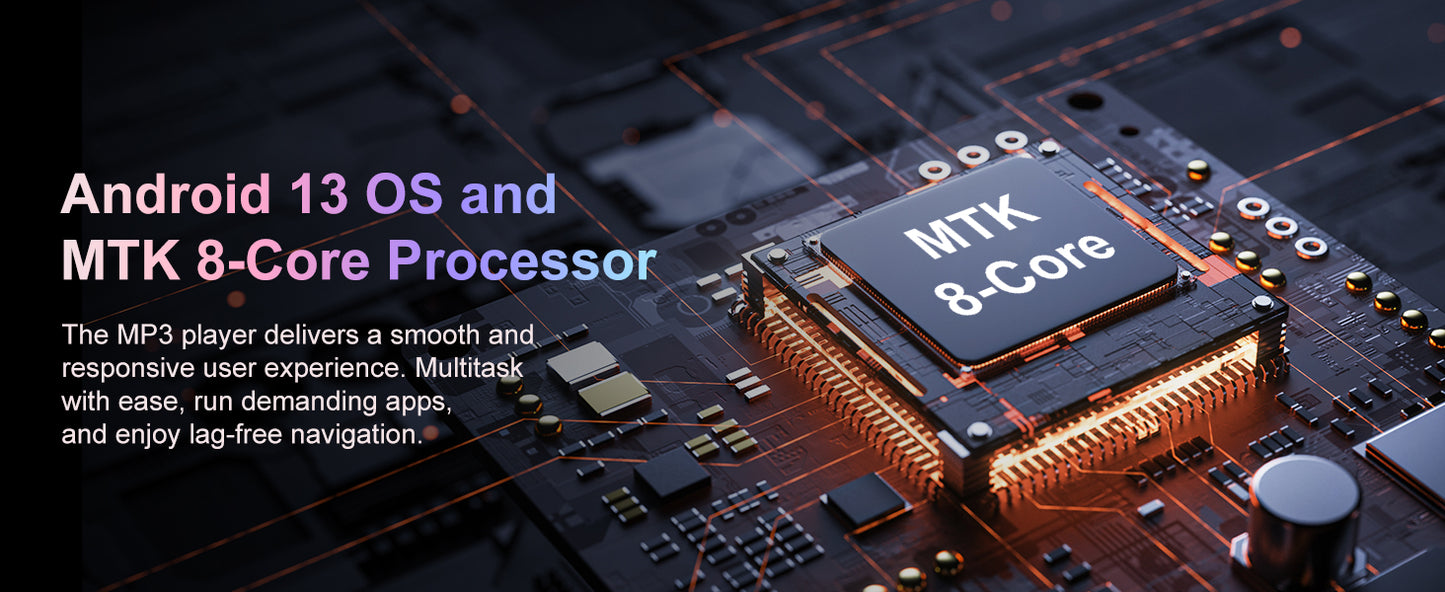 80GB (16+64GB) MP3 player with Bluetooth 5.0 and WiFi, Spotify, Android 13 OS, camera and speakers