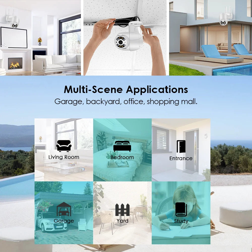 Surveillance Cam iCsee 8MP 4K Wireless PTZ Camera HD 1080P Color Night Vision Wifi IP Camera Outdoor 5MP Ai Auto Tracking CCTV