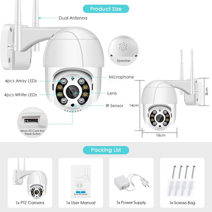 Surveillance Cam iCsee 8MP 4K Wireless PTZ Camera HD 1080P Color Night Vision Wifi IP Camera Outdoor 5MP Ai Auto Tracking CCTV