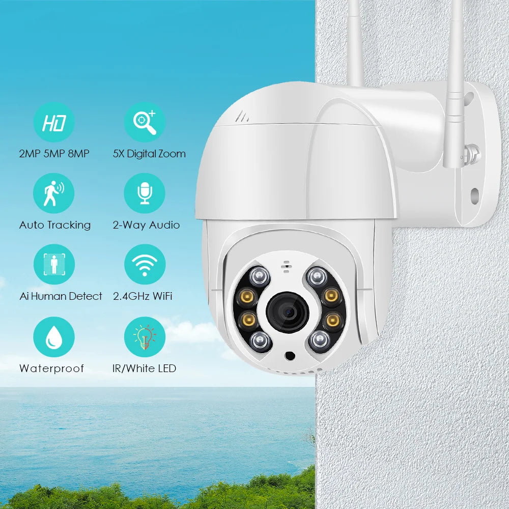 Surveillance Cam iCsee 8MP 4K Wireless PTZ Camera HD 1080P Color Night Vision Wifi IP Camera Outdoor 5MP Ai Auto Tracking CCTV