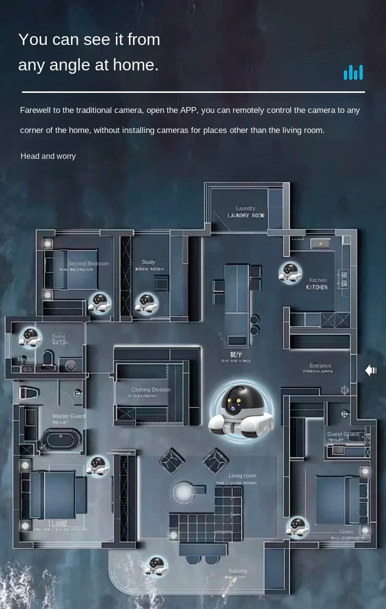 Pet Surveillance Camera | 360° Robot Camera,Baby Pet Camera, Bidirectional Dialogue,Motion Detection,Dog/Cat/Baby/Elderly