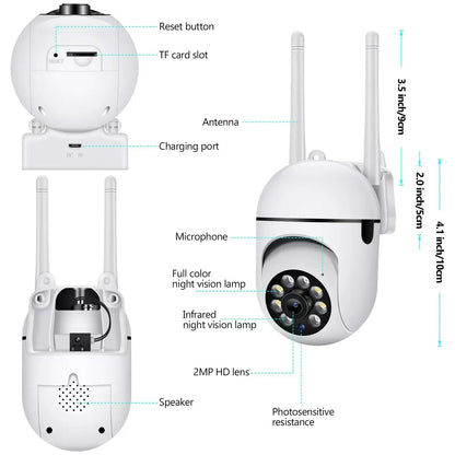 5G Wifi Video Surveillance Camera 5MP CCTV PTZ IP Camera Smart Human Tracking 4X Zoom Night Vision Full Color Outdoor Waterproof