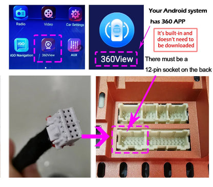 Car 360 Camera 1080p 3D WDR Surround View system 4 Channel DVR Recorder Car Surveillance System AccessoriesAndroid built-in360