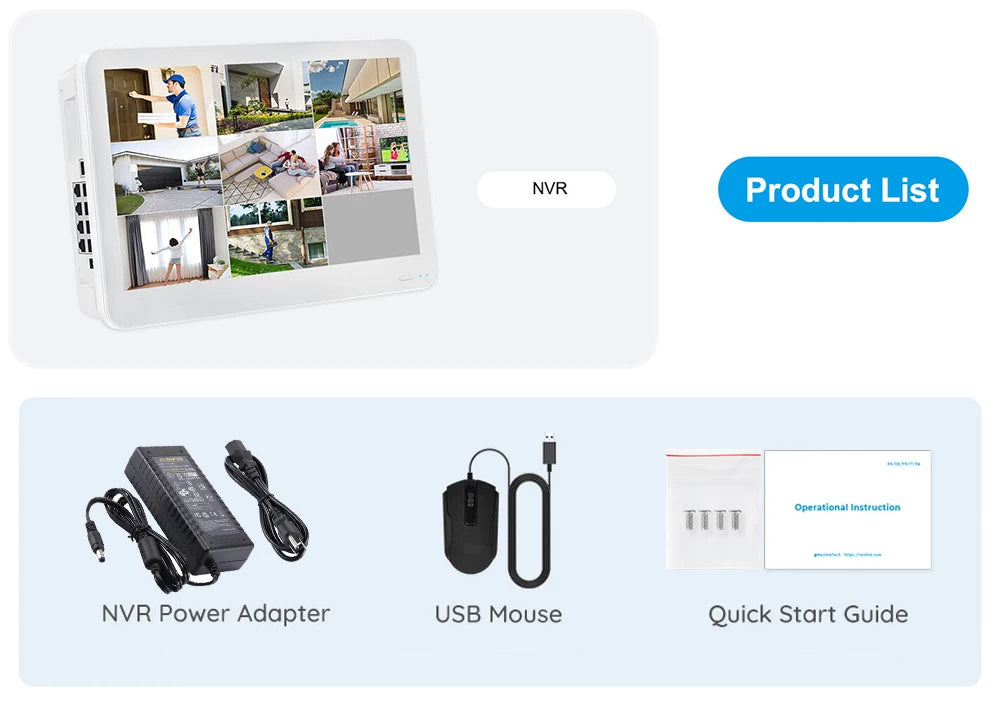 8CH 4K POE NVR With 12" LCD Monitor H.265 Onvif CCTV PoE Network Video Recorder Power Over Ethernet Xmeye 8MP NVR for IP Cameras