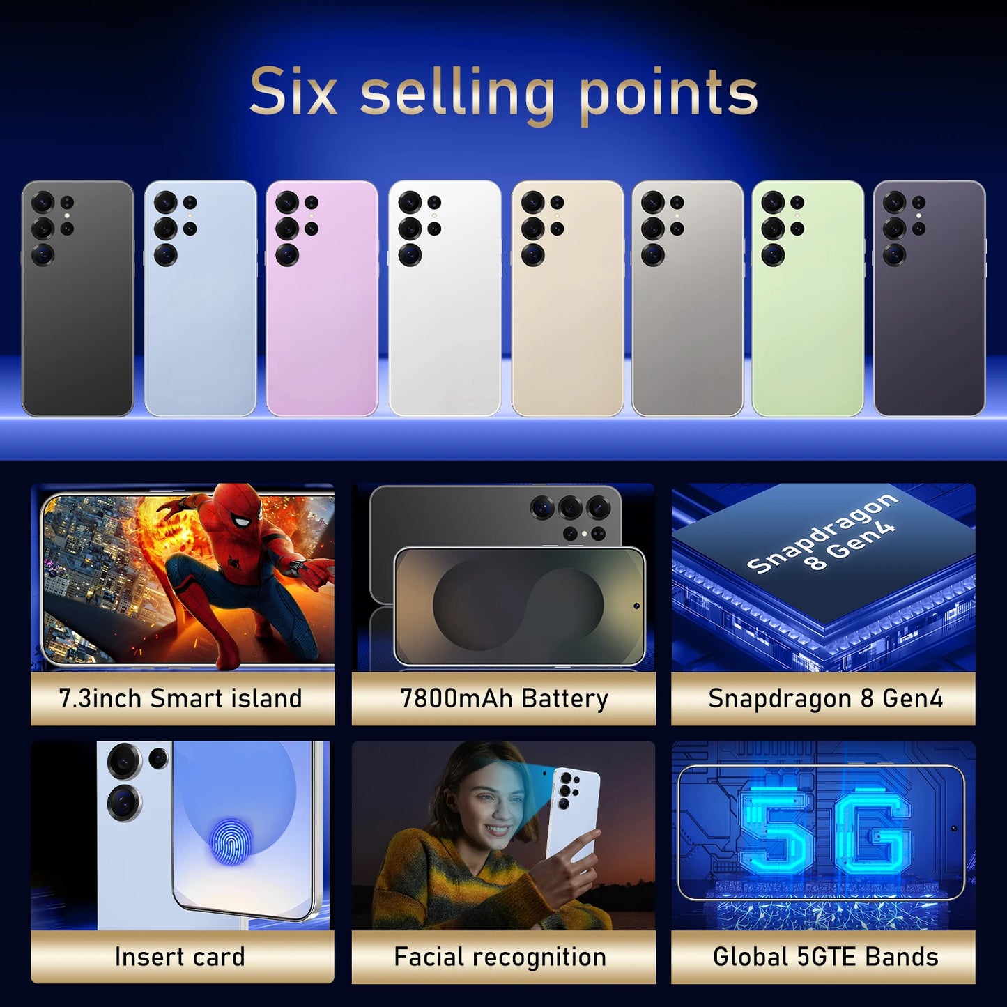 2026 NEW S26 Ultra Original 7.3HD Cheap Intelligent 5G Dual Card Dual Standby Android 14 System Global Version 7800mAh Battery