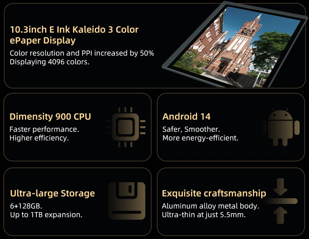 BIGME B1051C ereader, 10.3 inch Color E-ink Ebook Reader, 6+128GB Android 14 Tablet Electronic book reader, B1051C Pro 8+256GB