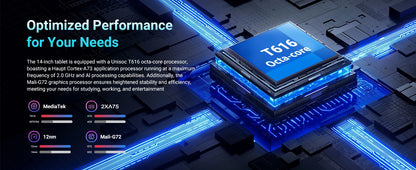 Latest  Large Screen 14 Inch Tablet Pc Android 14 tablet 16+512GB Phone Call BT 5G WiFi Pad For Educational/Sheet music/Kitchen