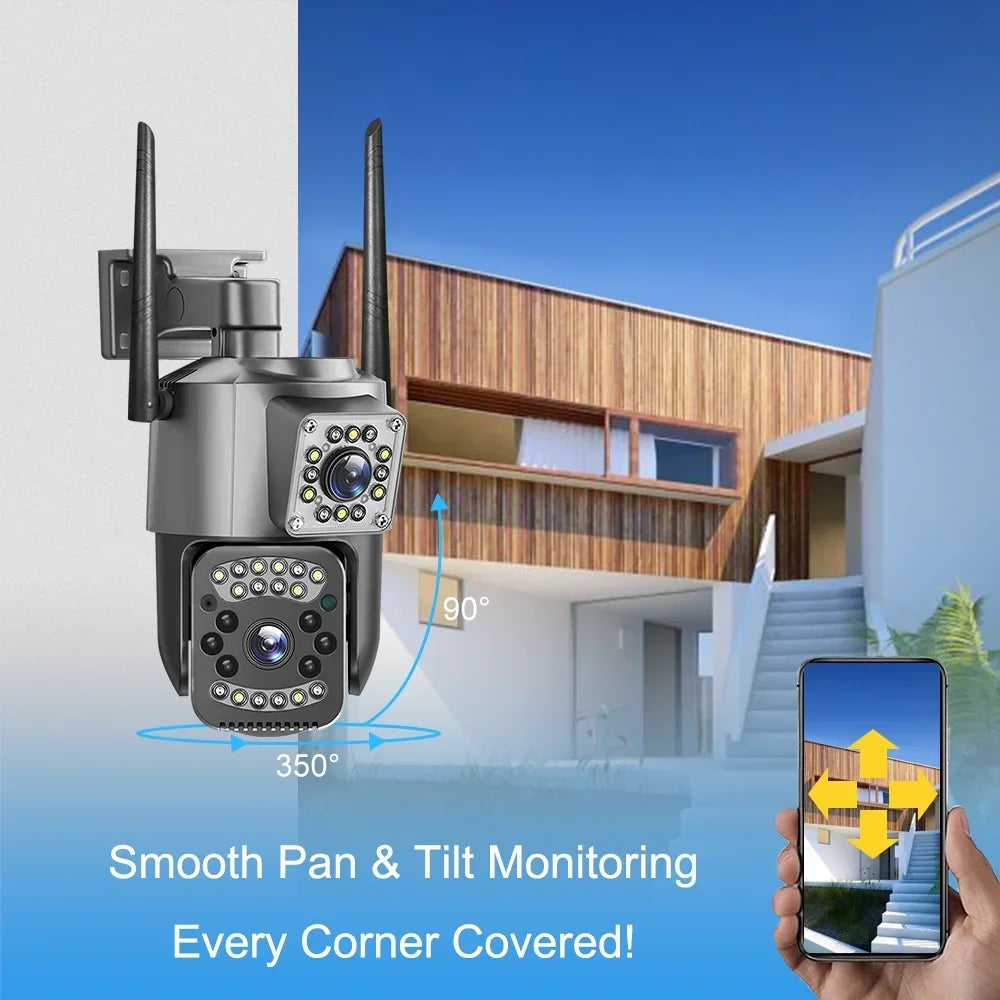 Surveillance Wifi Camera 8MP Smart Home 4G IP Cameras Dual Lens Panorama PTZ Motion Detection Security Outdoor Waterproof Camera