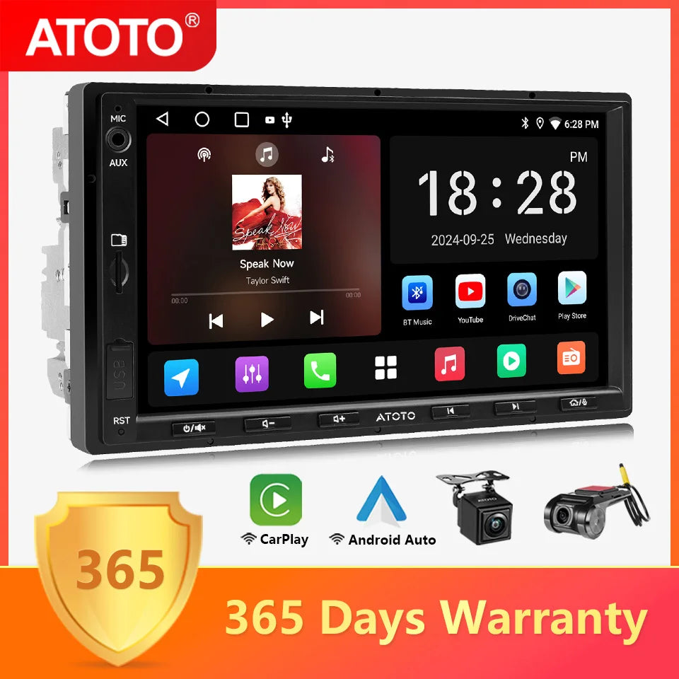 ATOTO Android Double 2 Din Car Stereo 7 inch Automotive Multimedia Player Radio Android Auto Carplay Screen Navigation 2Din A5L