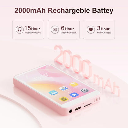 80GB (16GB+64GB) MP3 Player Android 9.0 with Bluetooth and WiFi, 4.0-inch with speakers, FM radio, eBooks, capacity up to 512GB