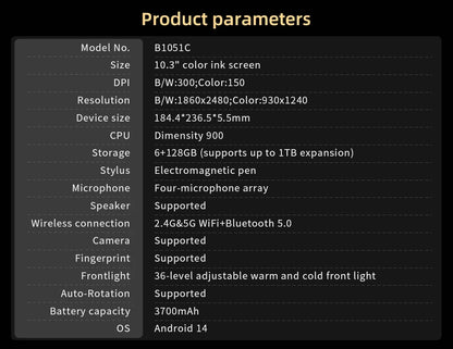 BIGME B1051C ereader, 10.3 inch Color E-ink Ebook Reader, 6+128GB Android 14 Tablet Electronic book reader, B1051C Pro 8+256GB