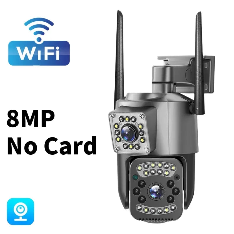 Surveillance Wifi Camera 8MP Smart Home 4G IP Cameras Dual Lens Panorama PTZ Motion Detection Security Outdoor Waterproof Camera