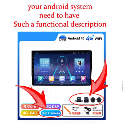 Car 360 Camera 1080p 3D WDR Surround View system 4 Channel DVR Recorder Car Surveillance System AccessoriesAndroid built-in360