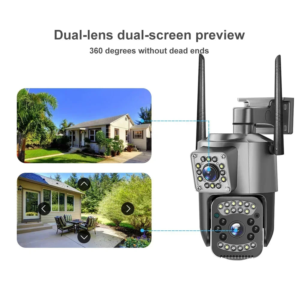 Surveillance Wifi Camera 8MP Smart Home 4G IP Cameras Dual Lens Panorama PTZ Motion Detection Security Outdoor Waterproof Camera