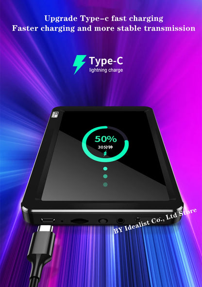 7.1 inch Bluetooth Mp4 Player 64gb Touch Screen Hifi Music Usb Type-c Mp4 Video Player Support TF Card Speaker 6500mAh Battery