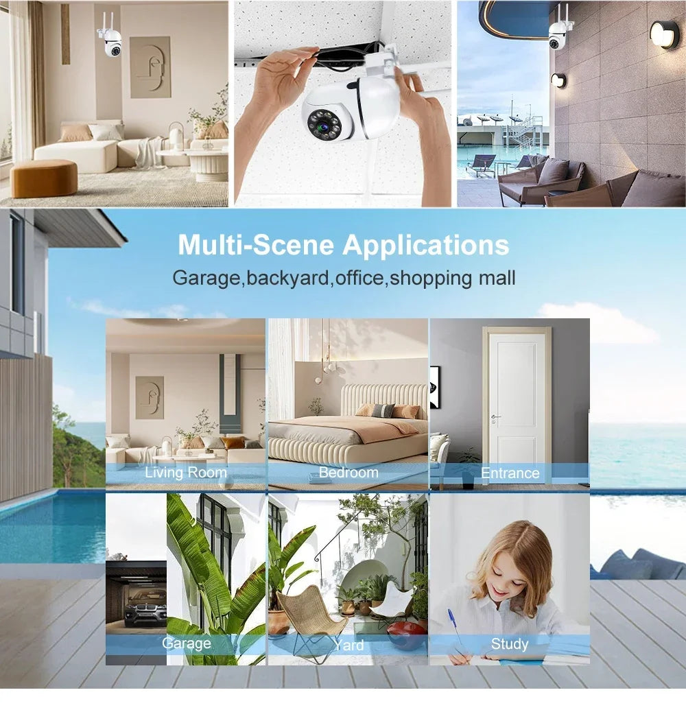 5G Wifi Video Surveillance Camera 5MP CCTV PTZ IP Camera Smart Human Tracking 4X Zoom Night Vision Full Color Outdoor Waterproof