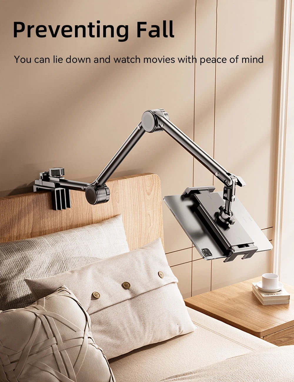 Tablet Holder iPad Desk Stand with 360° Adjustable Foldable Metal Arm Tablet Bracket for Phone Tablet or Other 4~13In Devices