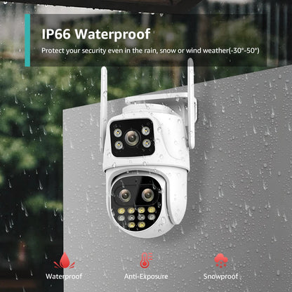 Wifi Surveillance Camera Outdoor PTZ 9MP Three lens 8X Digital Zoom AI Auto Tracking Humanoid Detection 4MP Security Camera