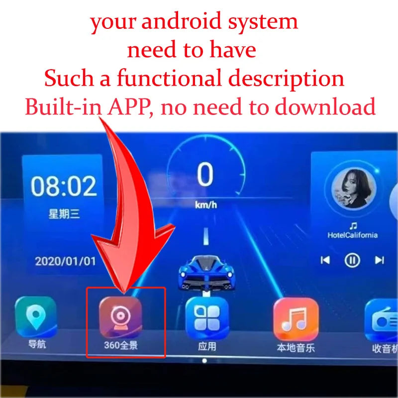 Car 360 Camera 1080p 3D WDR Surround View system 4 Channel DVR Recorder Car Surveillance System AccessoriesAndroid built-in360