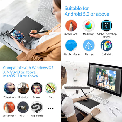 2025 Graphics Drawing Tablet Ultra-thin Art Creation Sketch Digital Tablet with Battery-free Stylus 8192 Levels Pressure