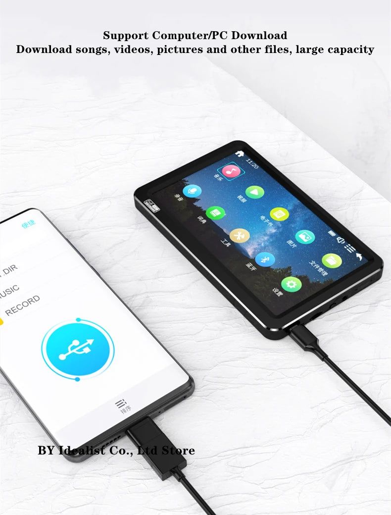 7.1 inch Bluetooth Mp4 Player 64gb Touch Screen Hifi Music Usb Type-c Mp4 Video Player Support TF Card Speaker 6500mAh Battery