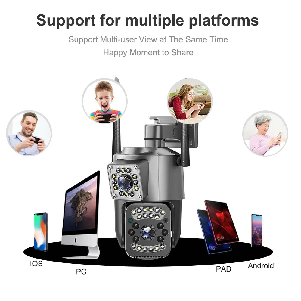 Surveillance Wifi Camera 8MP Smart Home 4G IP Cameras Dual Lens Panorama PTZ Motion Detection Security Outdoor Waterproof Camera