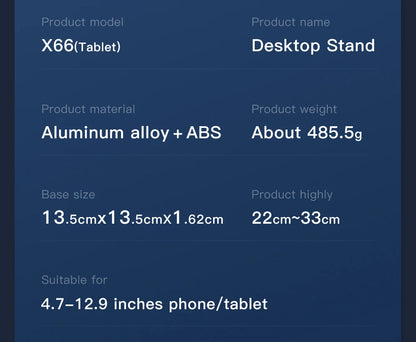 Tablet Stand Portable Aluminum Alloy Phone Tablet Holder for Ipad Phone Stand Adjustable