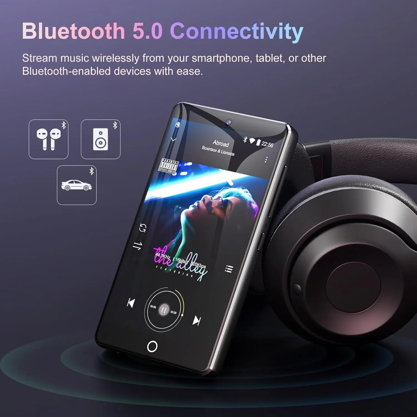 80GB (16+64GB) MP3 player with Bluetooth 5.0 and WiFi, Spotify, Android 13 OS, camera and speakers