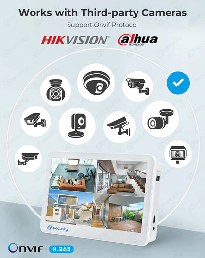 8CH 4K POE NVR With 12" LCD Monitor H.265 Onvif CCTV PoE Network Video Recorder Power Over Ethernet Xmeye 8MP NVR for IP Cameras