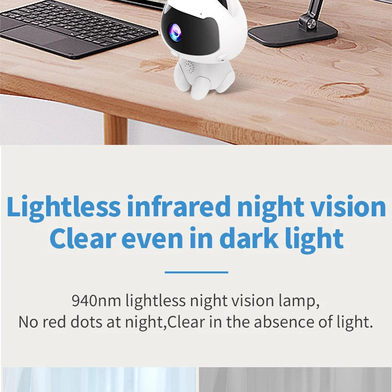 WiFi Surveillance Camera Indoor Home Security Baby Monitor V380 HD Smart Cat Wireless Camera Automatic Tracking Two-way Audio