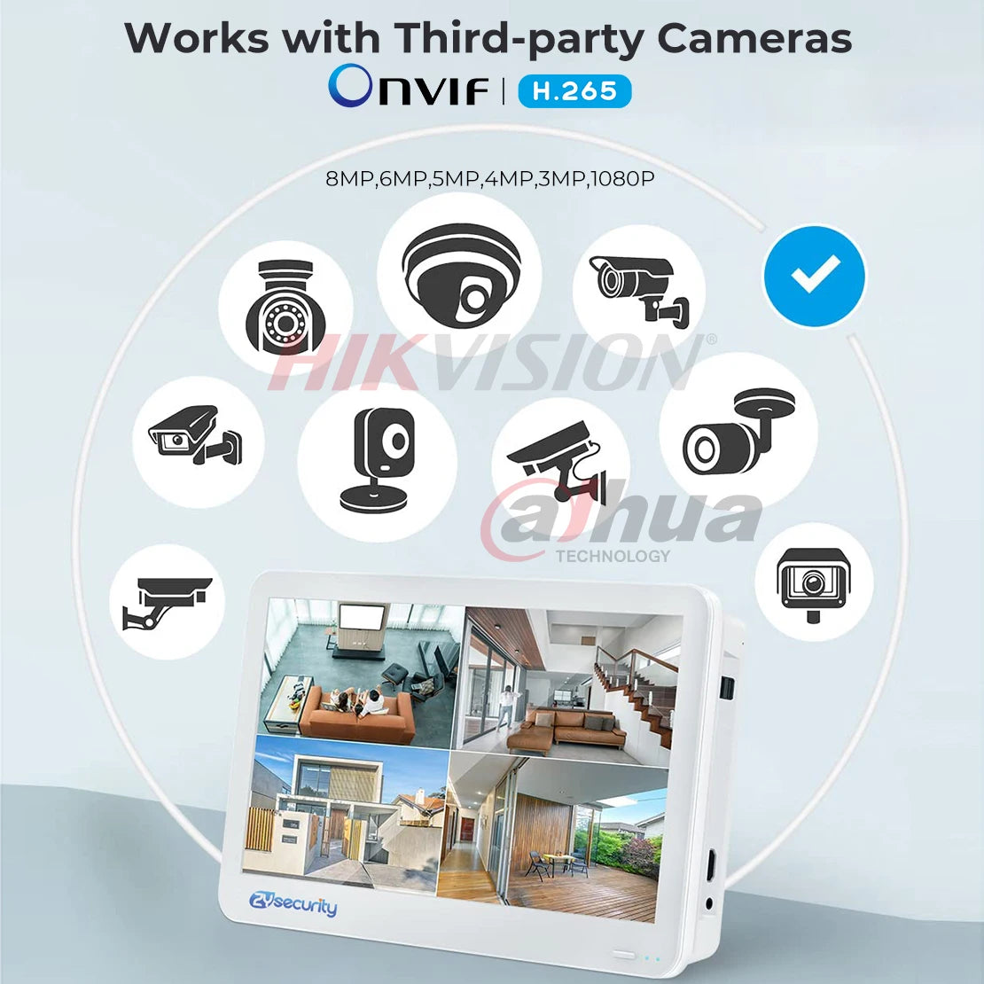 8CH 4K POE NVR With 12" LCD Monitor H.265 Onvif CCTV PoE Network Video Recorder Power Over Ethernet Xmeye 8MP NVR for IP Cameras