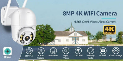 ICsee Security Camera 8MP 5MP WIFI Outdoor 4X Zoom Auto Tracking Security Protection Monitor Smart Home CCTV Video Surveillance