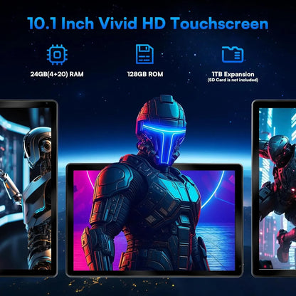 10 Inch Tablet Android 15 A523 8 Core Tablets 24GB+128GB 1TB Expansion WiFi 6 5MP+8MP Stylus Keyboard Mouse Headphone PC PAD Set