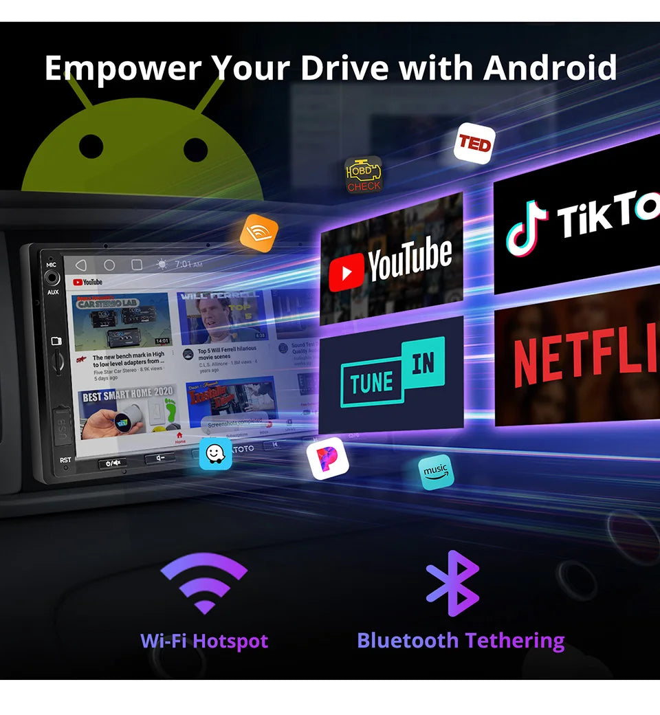 ATOTO Android Double 2 Din Car Stereo 7 inch Automotive Multimedia Player Radio Android Auto Carplay Screen Navigation 2Din A5L