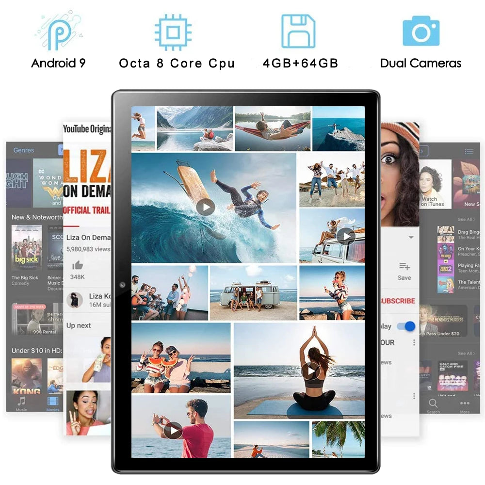 TABLET 10.1 Inch Tablet Android 11 Tablet 6GB RAM 128GB ROM 3G 4G Mobile Phone Call Octa Core 8 CPU AI Speed-up 5000mAh Battery