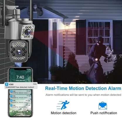 Surveillance Wifi Camera 8MP Smart Home 4G IP Cameras Dual Lens Panorama PTZ Motion Detection Security Outdoor Waterproof Camera