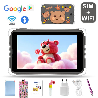 Android 15 Tablet for Kids 7 inch Quad-Core, 128GB ROM 4GB RAM TF Card Expandable,SIM Card, Parental Control, Dual Camera, WiFi