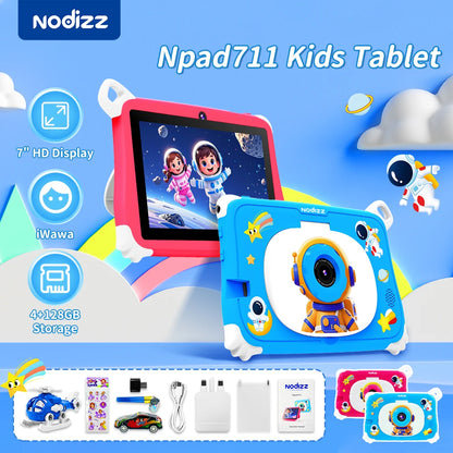 7 Inch New Kids Tablet PC 5G WiFi Quad Core 4GB RAM 128GB ROM Android 15 for Children Gifts 3200mAh Educational Learning Tablets