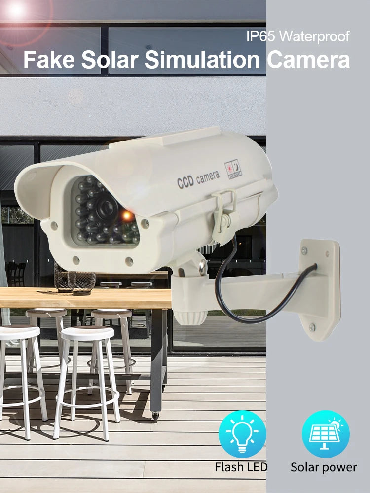 Simulation Solar Camera Waterproof Fake Camera Dummy CCD Security Camera Red Flashing Led Home Office Surveillance Scare Theft