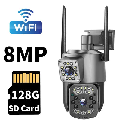 Surveillance Wifi Camera 8MP Smart Home 4G IP Cameras Dual Lens Panorama PTZ Motion Detection Security Outdoor Waterproof Camera