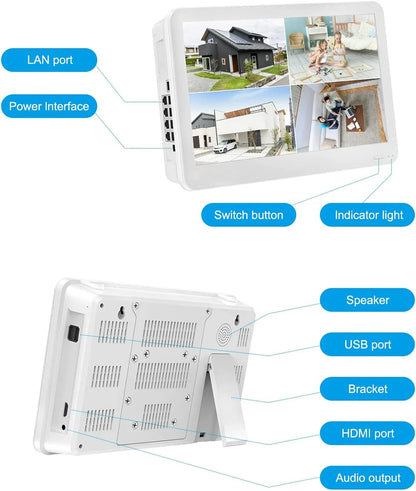 8CH 4K POE NVR With 12" LCD Monitor H.265 Onvif CCTV PoE Network Video Recorder Power Over Ethernet Xmeye 8MP NVR for IP Cameras