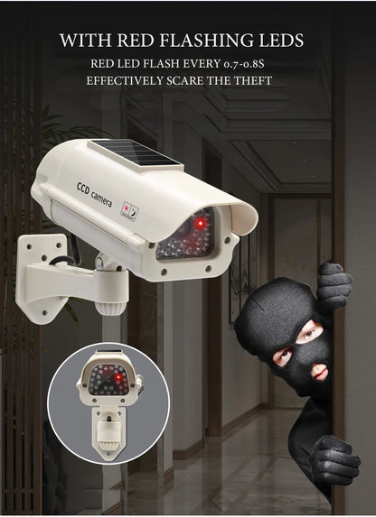 Solar Powered Waterproof Fake Camera Dummy CCD Security Camera Red Flashing Leds Home Office Surveillance System Scare Theft