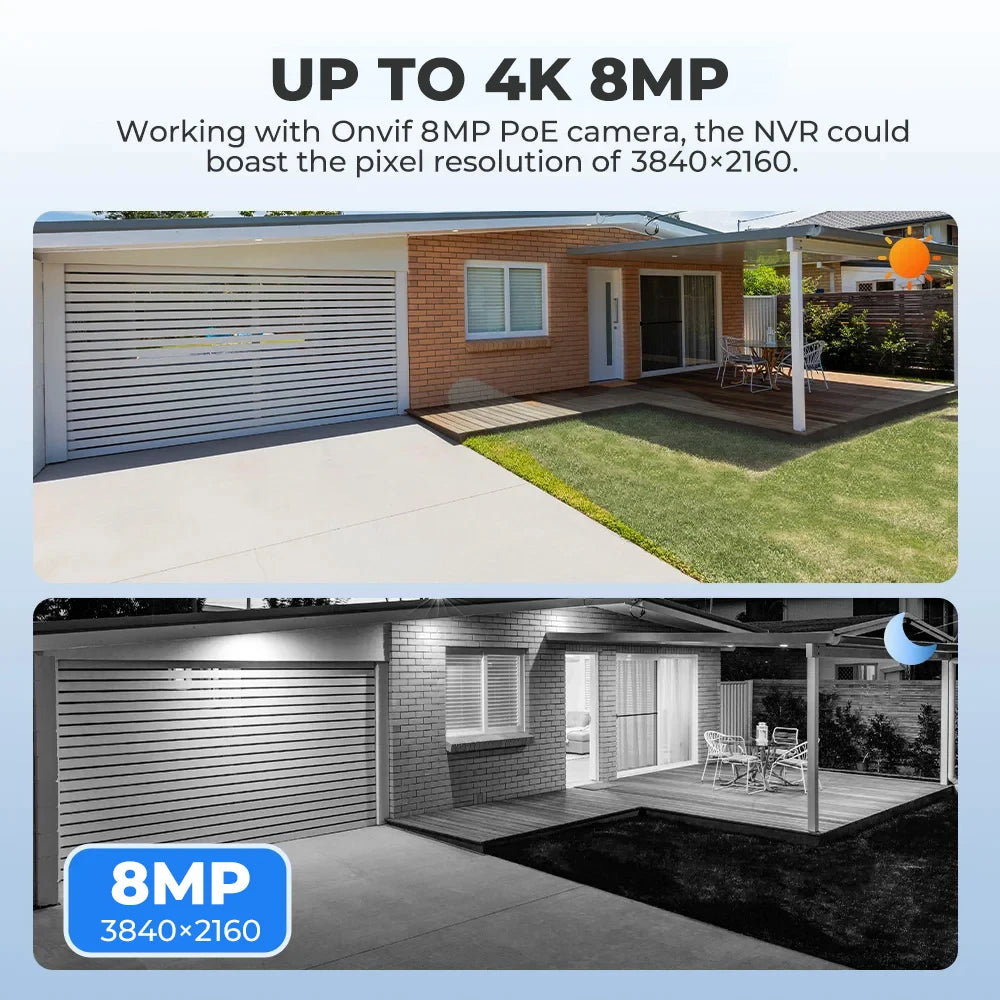 8CH 4K POE NVR With 12" LCD Monitor H.265 Onvif CCTV PoE Network Video Recorder Power Over Ethernet Xmeye 8MP NVR for IP Cameras