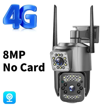 Surveillance Wifi Camera 8MP Smart Home 4G IP Cameras Dual Lens Panorama PTZ Motion Detection Security Outdoor Waterproof Camera