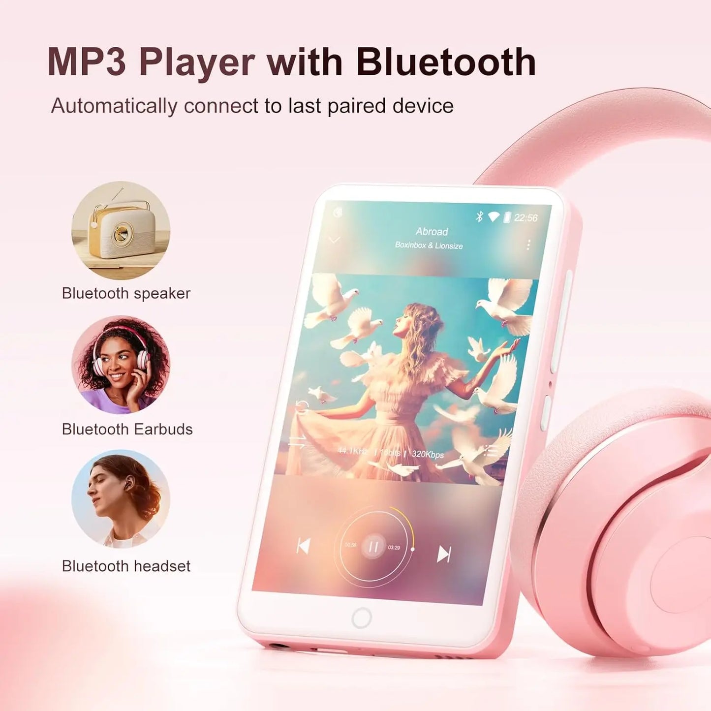 80GB (16GB+64GB) MP3 Player Android 9.0 with Bluetooth and WiFi, 4.0-inch with speakers, FM radio, eBooks, capacity up to 512GB