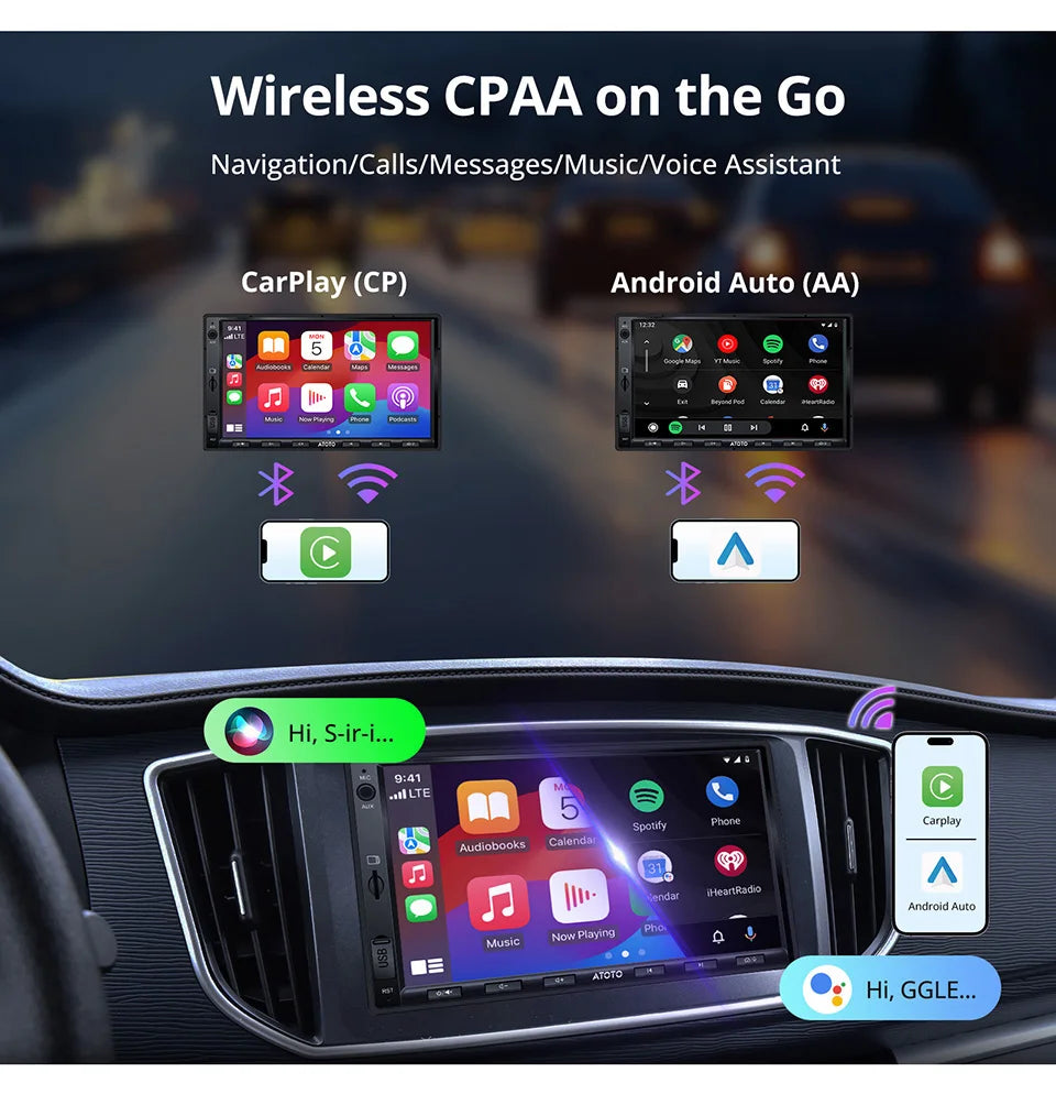 ATOTO Android Double 2 Din Car Stereo 7 inch Automotive Multimedia Player Radio Android Auto Carplay Screen Navigation 2Din A5L