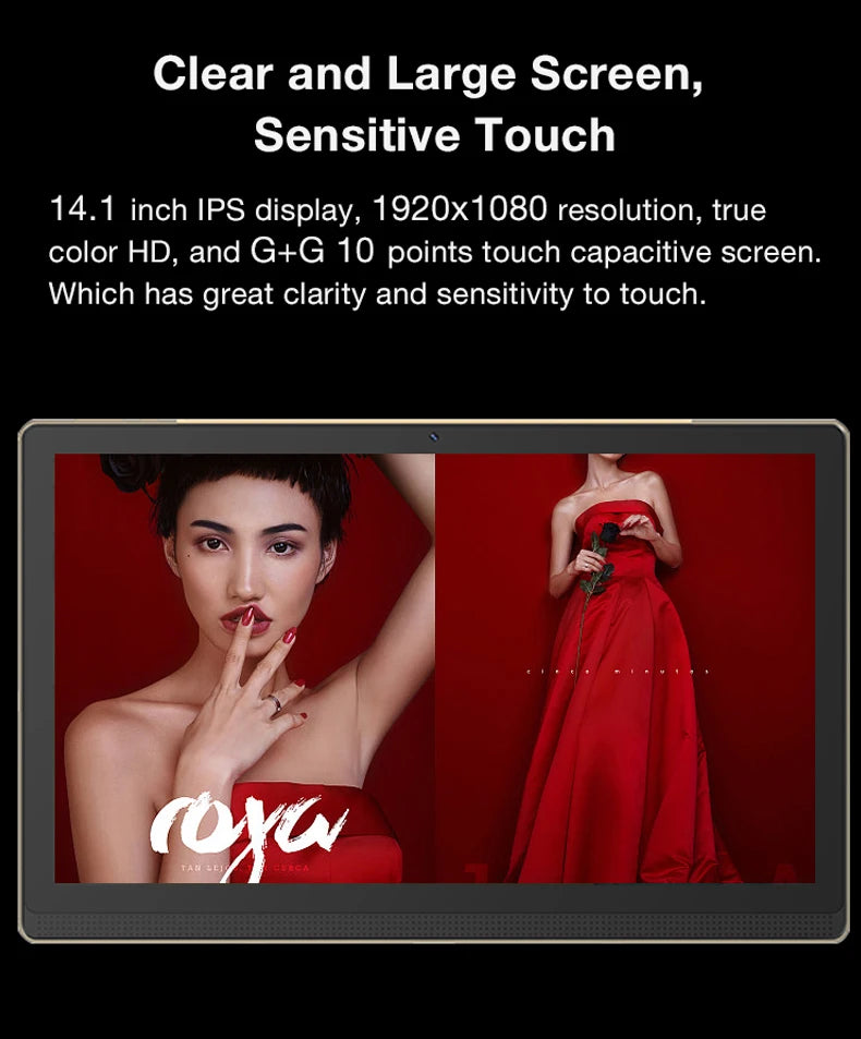 Large Screen 14.1 Inch Tablet Pc Android 12 tablet 12+256GB Phone Call Bluetooth 5G WiFi Pad For Educational/Sheet music/Kitchen