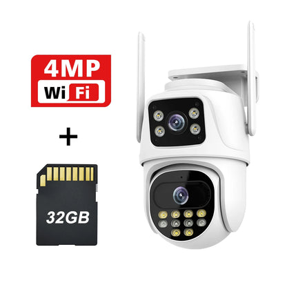 Wifi Surveillance Camera Outdoor PTZ 9MP Three lens 8X Digital Zoom AI Auto Tracking Humanoid Detection 4MP Security Camera